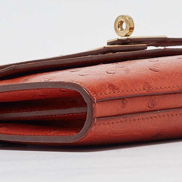 Pre Owned Hermes Sanguine Ostrich Kelly Longue Wallet