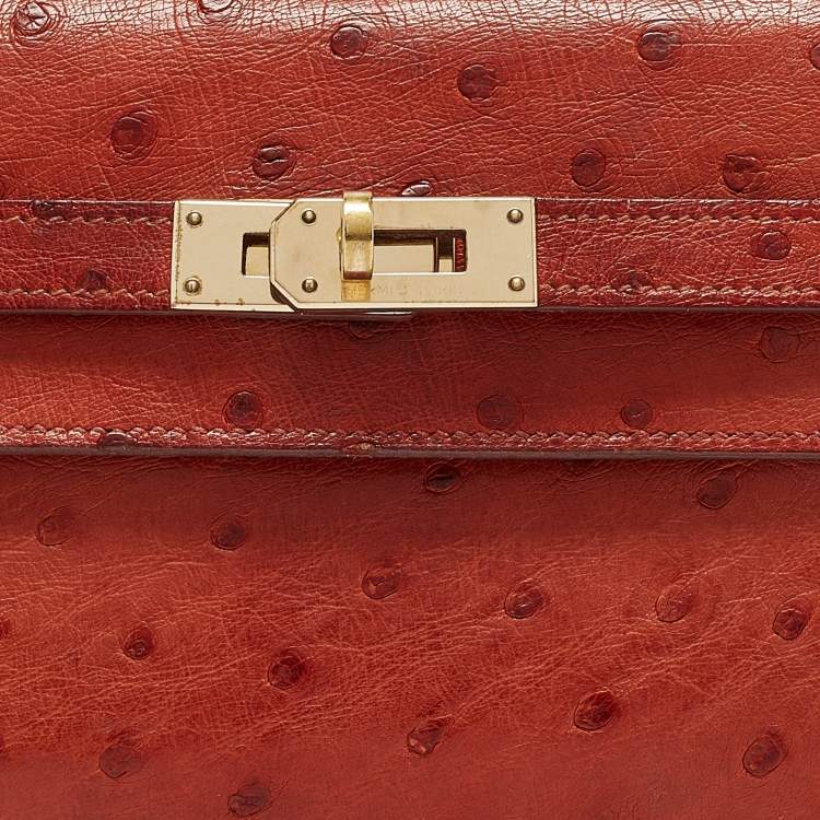 Pre Owned Hermes Sanguine Ostrich Kelly Longue Wallet