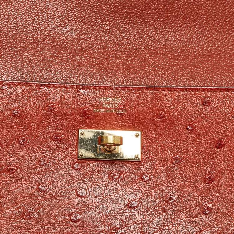 Pre Owned Hermes Sanguine Ostrich Kelly Longue Wallet