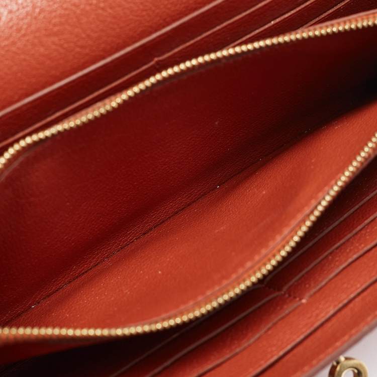 Pre Owned Hermes Sanguine Ostrich Kelly Longue Wallet