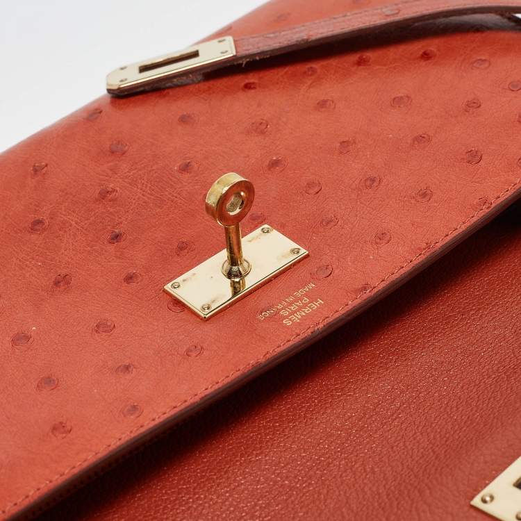 Pre Owned Hermes Sanguine Ostrich Kelly Longue Wallet