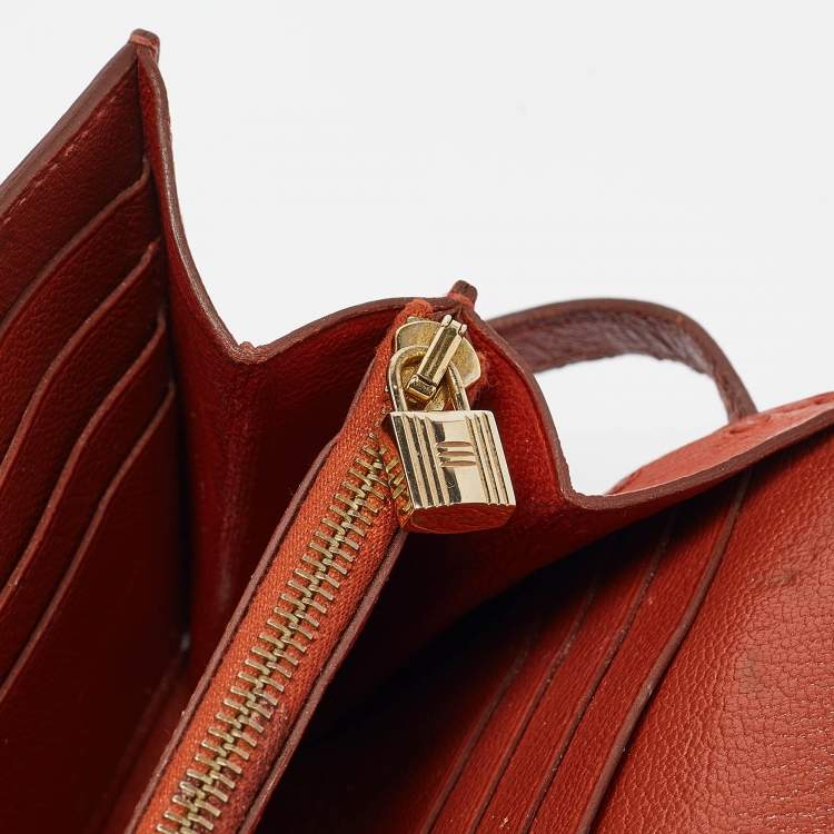 Pre Owned Hermes Sanguine Ostrich Kelly Longue Wallet