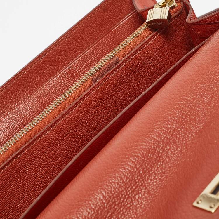 Pre Owned Hermes Sanguine Ostrich Kelly Longue Wallet