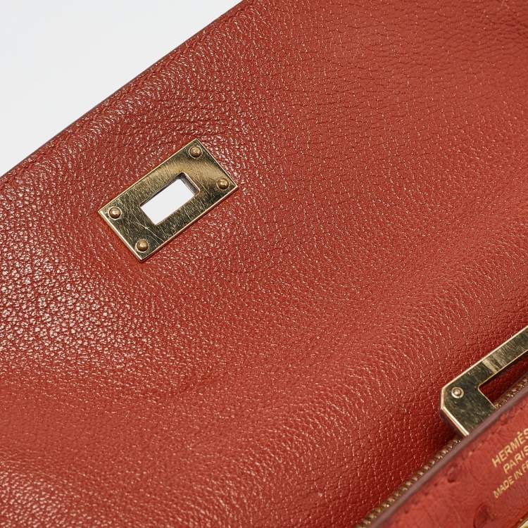 Pre Owned Hermes Sanguine Ostrich Kelly Longue Wallet