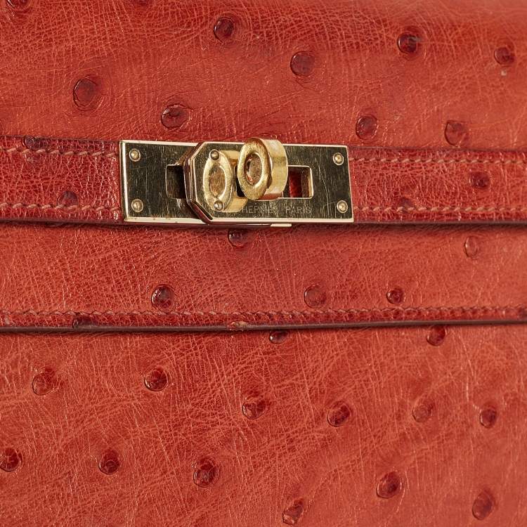 Pre Owned Hermes Sanguine Ostrich Kelly Longue Wallet
