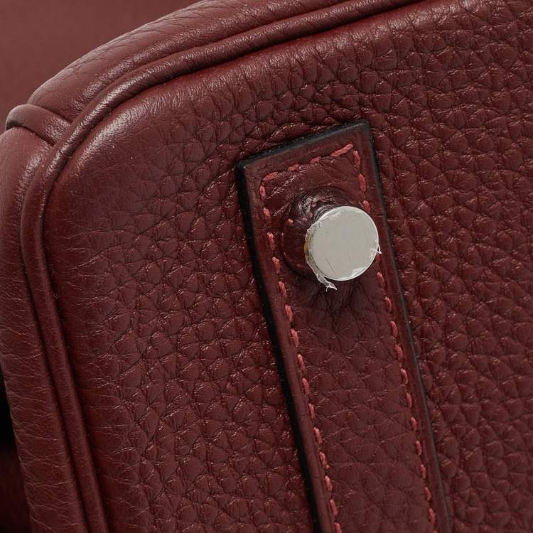 Pre Owned Hermès Rouge H Togo Leather Palladium Finish Birkin 30 Bag