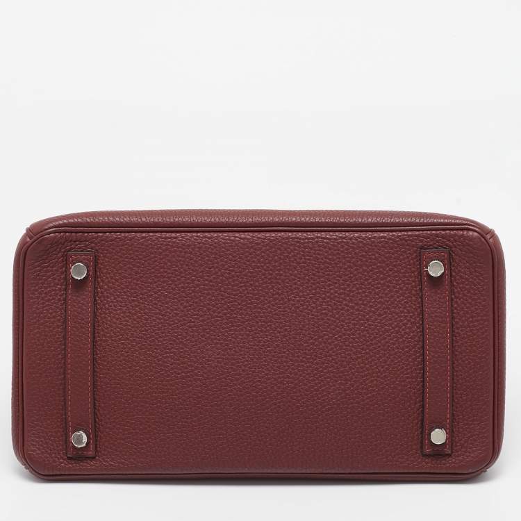 Pre Owned Hermès Rouge H Togo Leather Palladium Finish Birkin 30 Bag