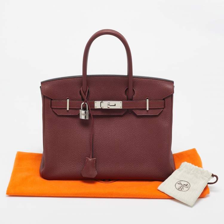 Pre Owned Hermès Rouge H Togo Leather Palladium Finish Birkin 30 Bag