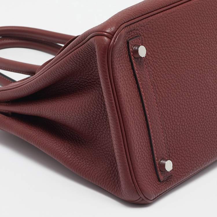 Pre Owned Hermès Rouge H Togo Leather Palladium Finish Birkin 30 Bag