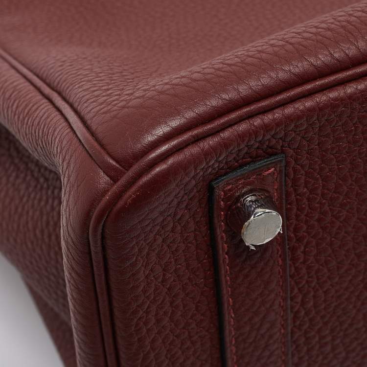 Pre Owned Hermès Rouge H Togo Leather Palladium Finish Birkin 30 Bag