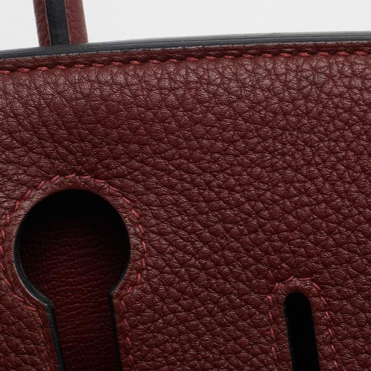 Pre Owned Hermès Rouge H Togo Leather Palladium Finish Birkin 30 Bag
