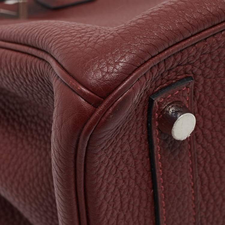 Pre Owned Hermès Rouge H Togo Leather Palladium Finish Birkin 30 Bag