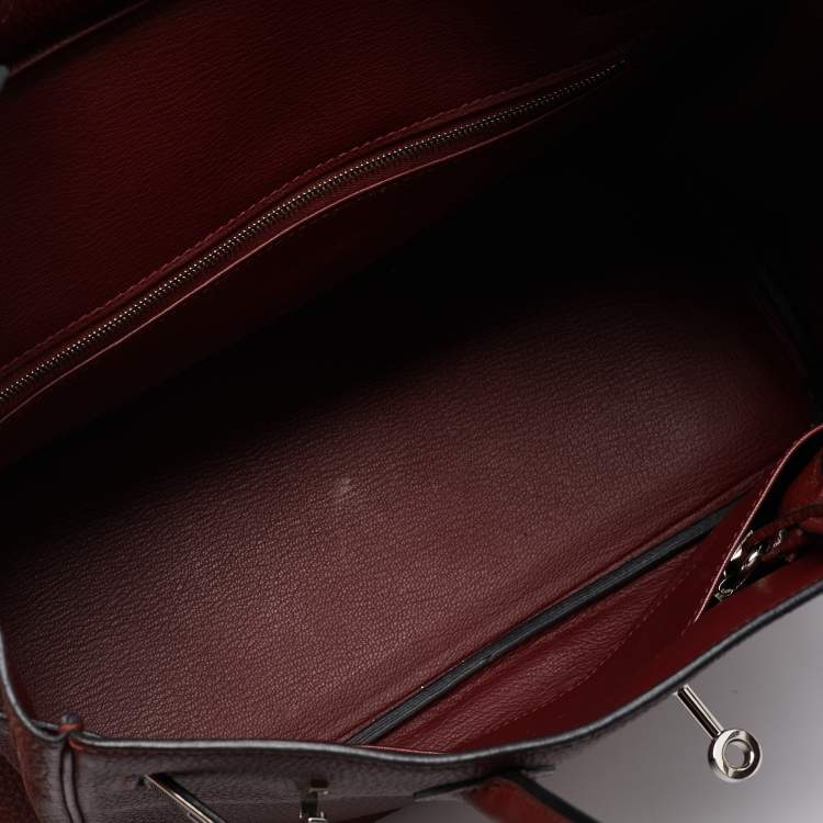 Pre Owned Hermès Rouge H Togo Leather Palladium Finish Birkin 30 Bag