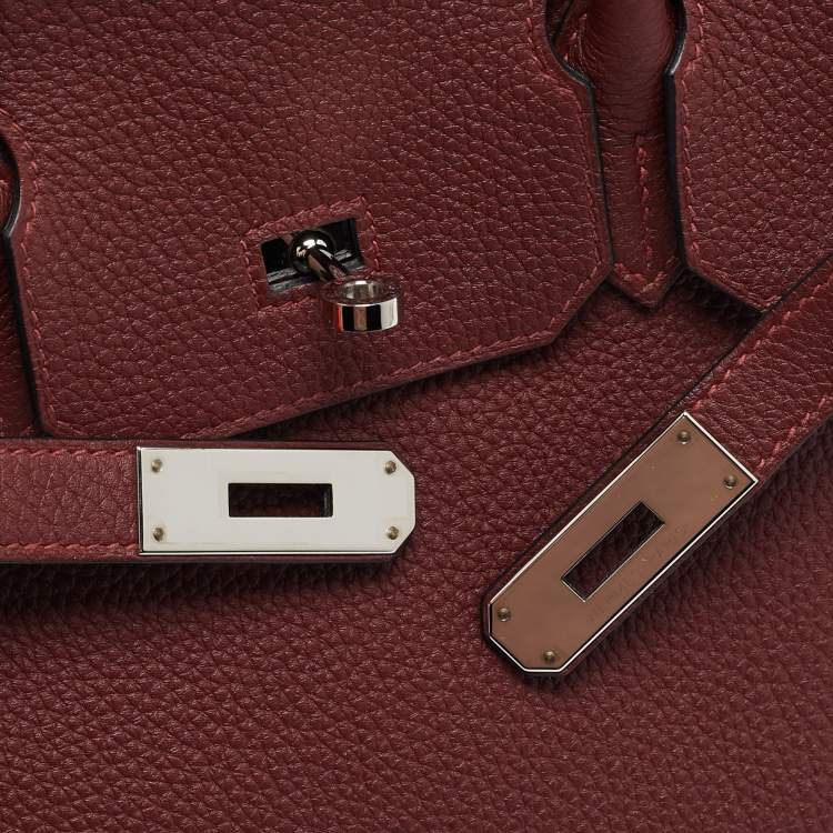Pre Owned Hermès Rouge H Togo Leather Palladium Finish Birkin 30 Bag