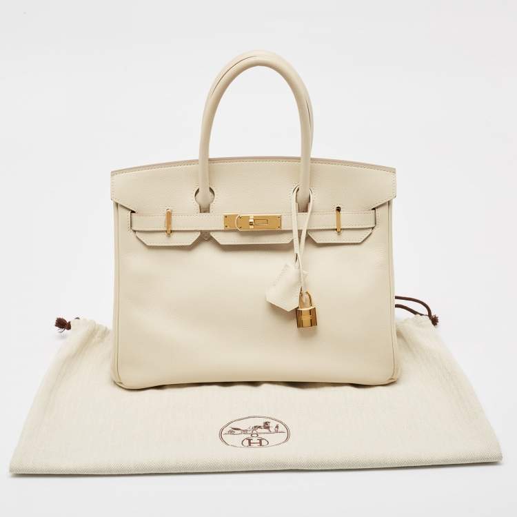 Pre Owned Hermes Craie Epsom Leather Gold Finish Birkin 30 Bag
