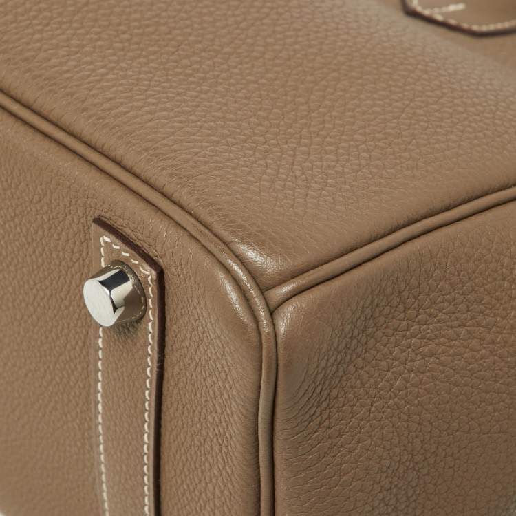 Pre Owned Hermes Etoupe Togo Leather Palladium Finish Birkin 25 Bag