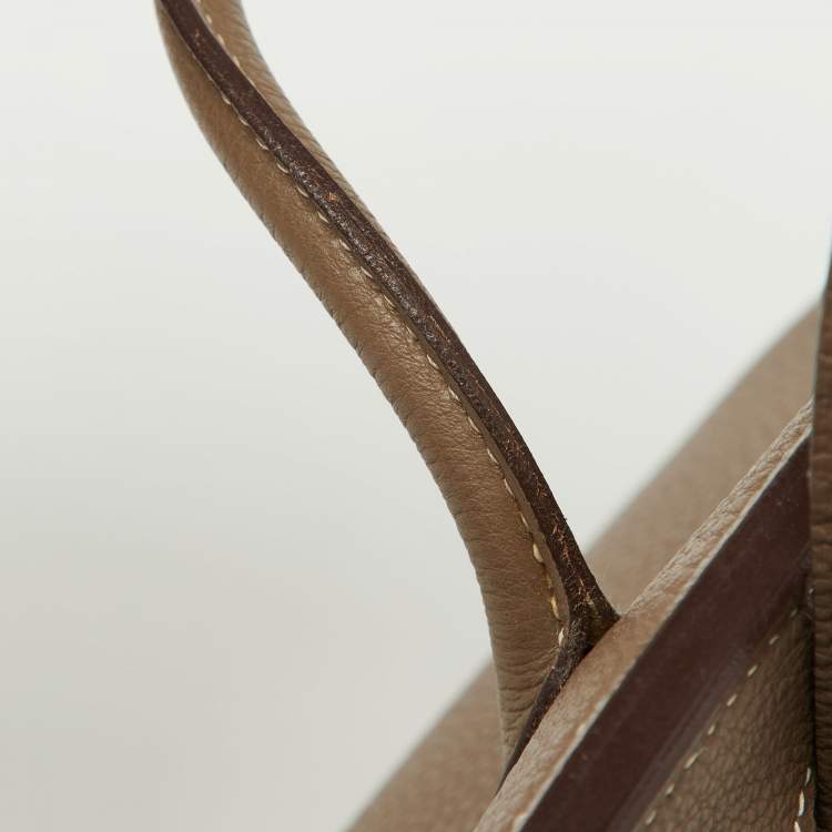 Pre Owned Hermes Etoupe Togo Leather Palladium Finish Birkin 25 Bag