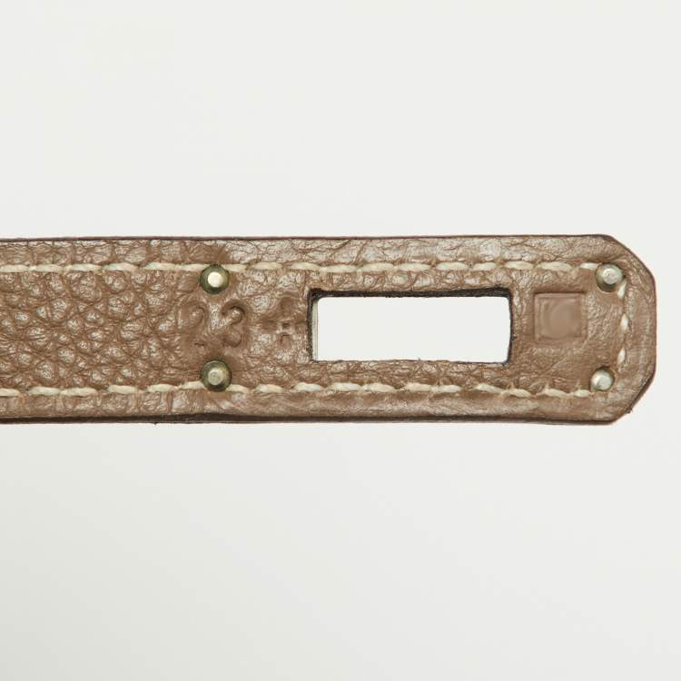 Pre Owned Hermes Etoupe Togo Leather Palladium Finish Birkin 25 Bag