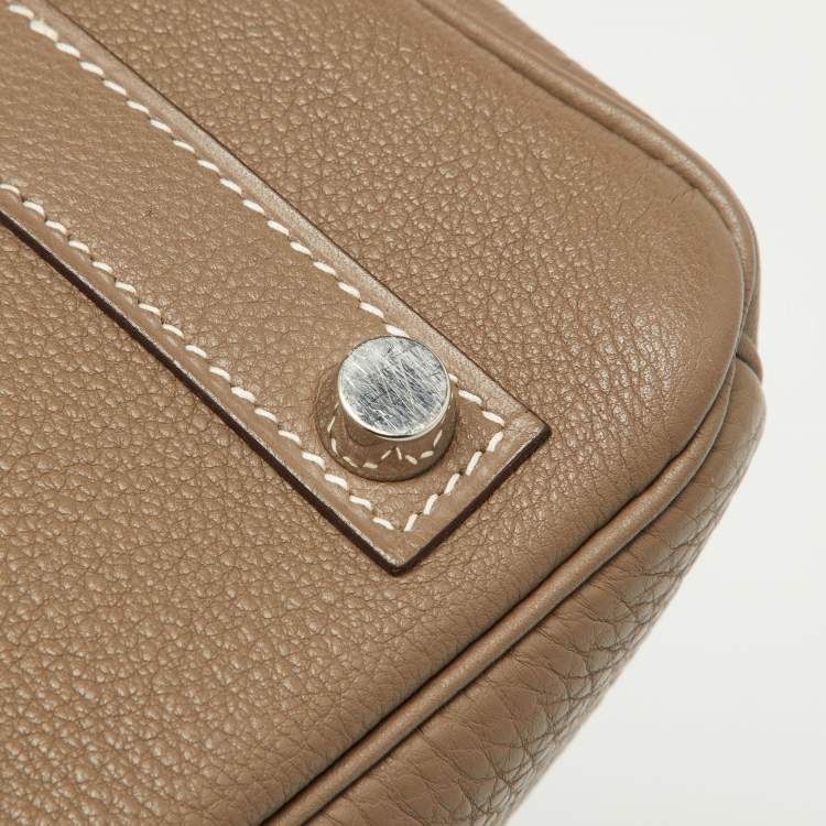 Pre Owned Hermes Etoupe Togo Leather Palladium Finish Birkin 25 Bag