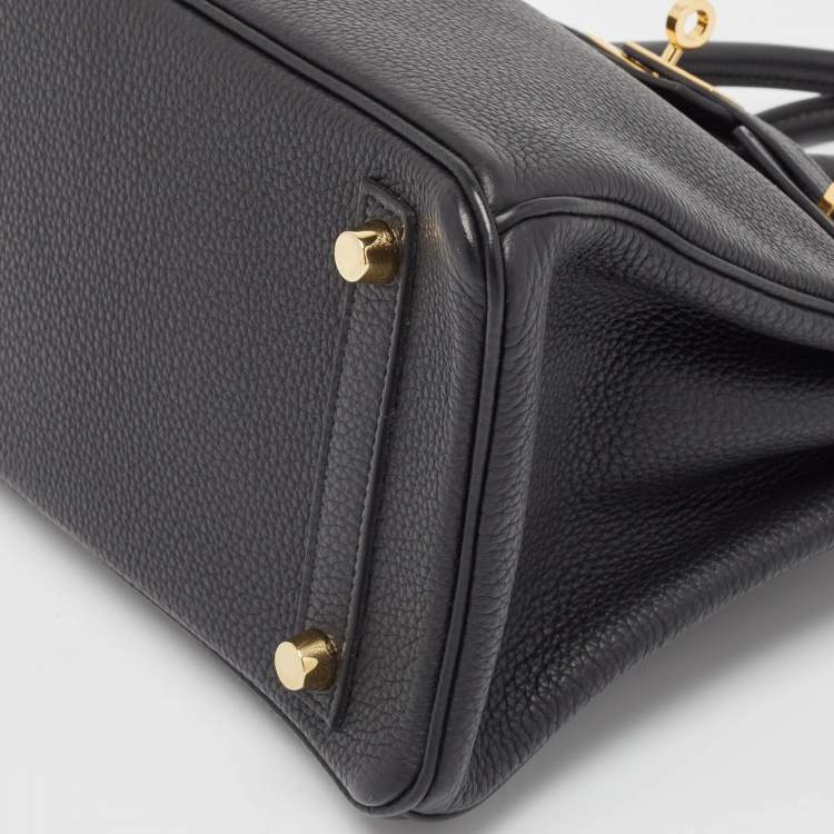 Pre Owned Hermès Noir Togo Leather Gold Finish Birkin 25 Bag