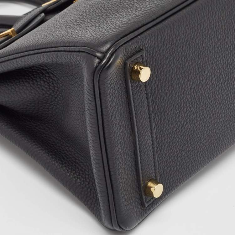 Pre Owned Hermès Noir Togo Leather Gold Finish Birkin 25 Bag
