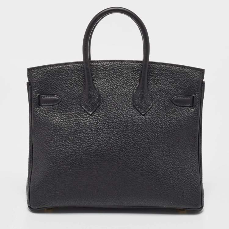 Pre Owned Hermès Noir Togo Leather Gold Finish Birkin 25 Bag