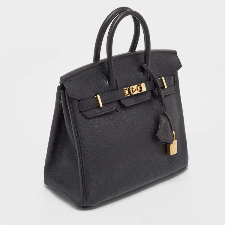 Pre Owned Hermès Noir Togo Leather Gold Finish Birkin 25 Bag