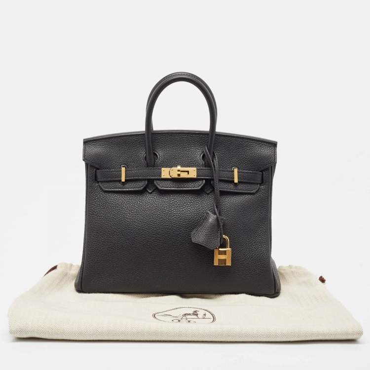 Pre Owned Hermès Noir Togo Leather Gold Finish Birkin 25 Bag