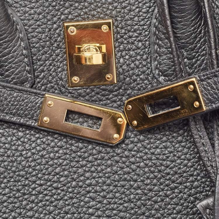 Pre Owned Hermès Noir Togo Leather Gold Finish Birkin 25 Bag