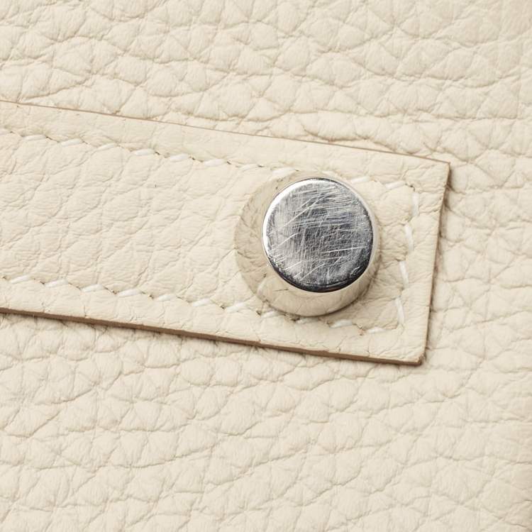 Pre Owned Hermes Craie Togo Leather Palladium Finish Birkin 25 Bag
