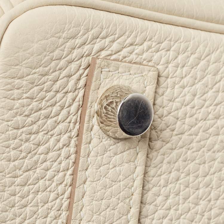 Pre Owned Hermes Craie Togo Leather Palladium Finish Birkin 25 Bag