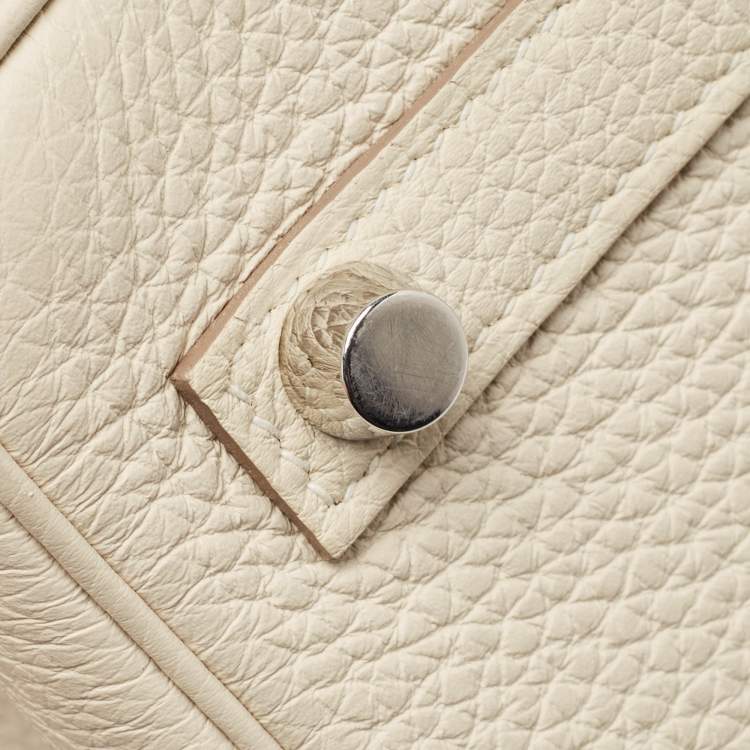 Pre Owned Hermes Craie Togo Leather Palladium Finish Birkin 25 Bag