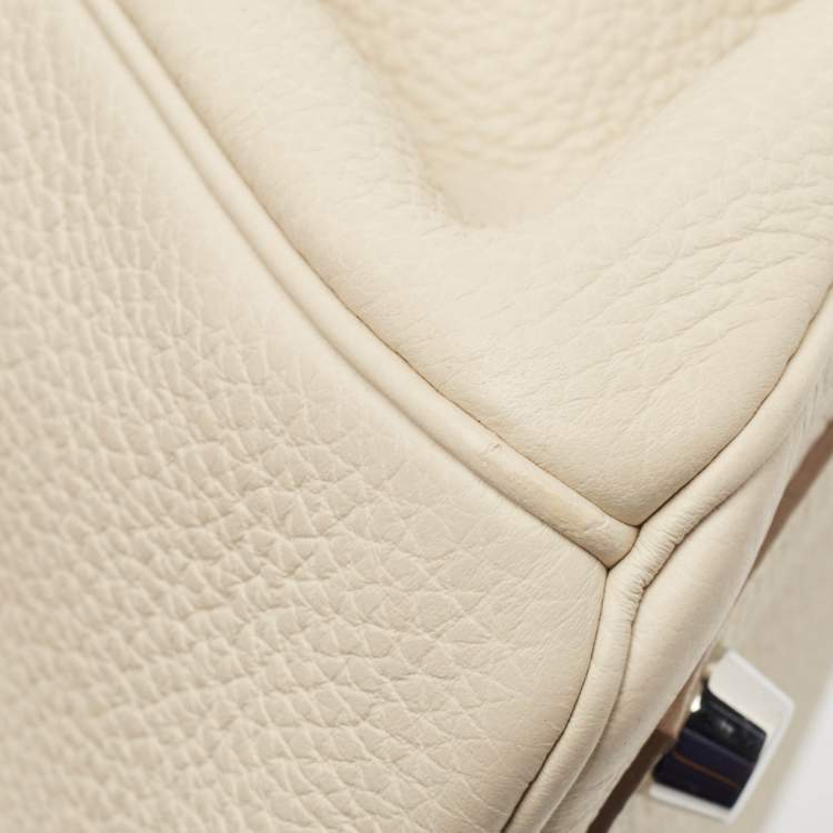 Pre Owned Hermes Craie Togo Leather Palladium Finish Birkin 25 Bag