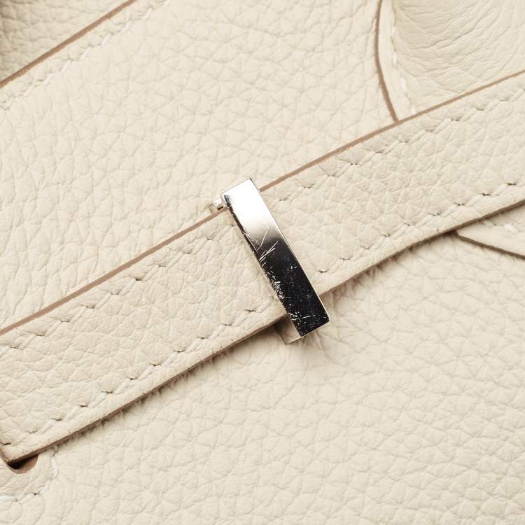 Pre Owned Hermes Craie Togo Leather Palladium Finish Birkin 25 Bag