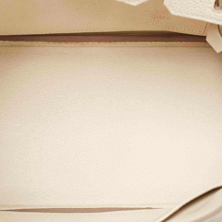 Pre Owned Hermes Craie Togo Leather Palladium Finish Birkin 25 Bag
