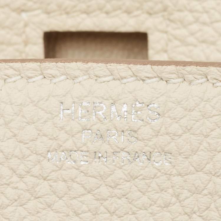 Pre Owned Hermes Craie Togo Leather Palladium Finish Birkin 25 Bag
