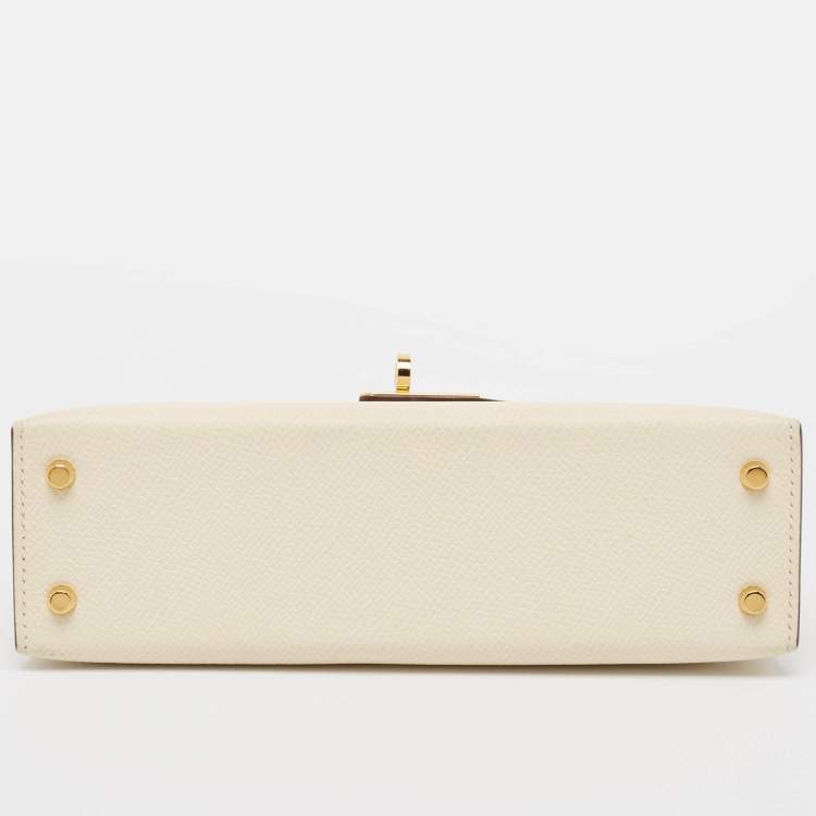Pre Owned Hermes Nata Epsom Leather Gold Finish Mini Kelly II Sellier 20 Bag