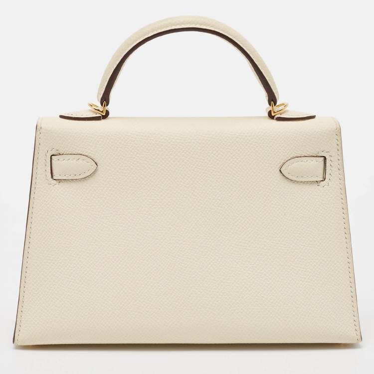 Pre Owned Hermes Nata Epsom Leather Gold Finish Mini Kelly II Sellier 20 Bag