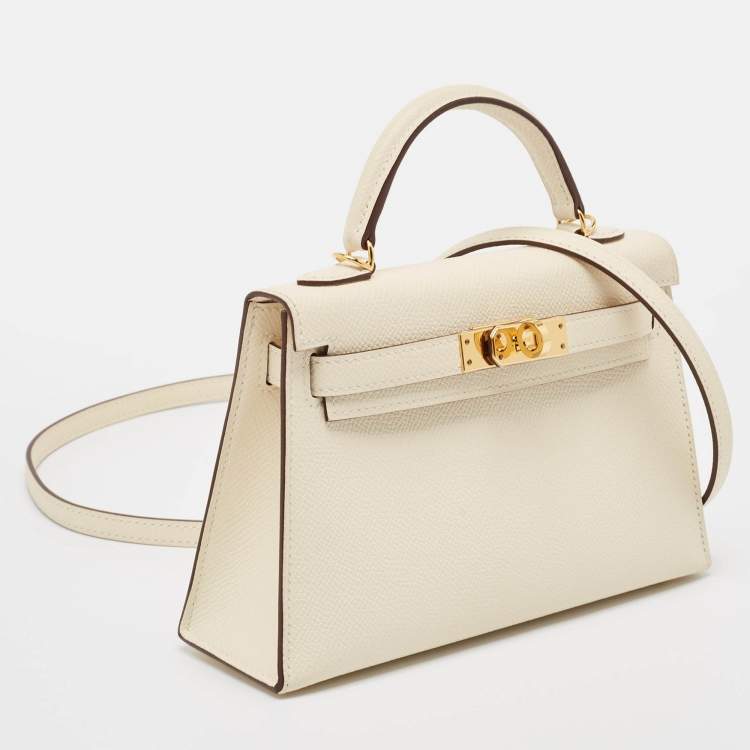 Pre Owned Hermes Nata Epsom Leather Gold Finish Mini Kelly II Sellier 20 Bag