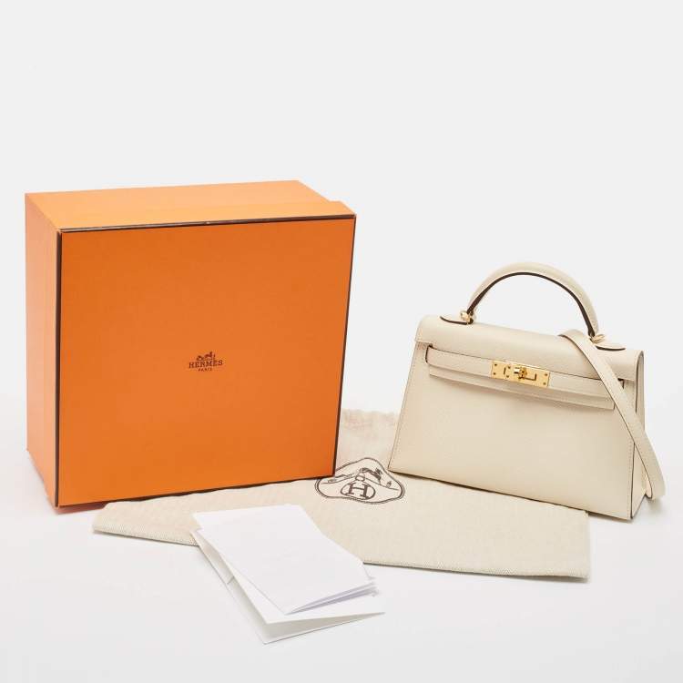 Pre Owned Hermes Nata Epsom Leather Gold Finish Mini Kelly II Sellier 20 Bag