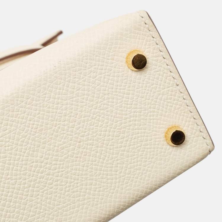 Pre Owned Hermes Nata Epsom Leather Gold Finish Mini Kelly II Sellier 20 Bag