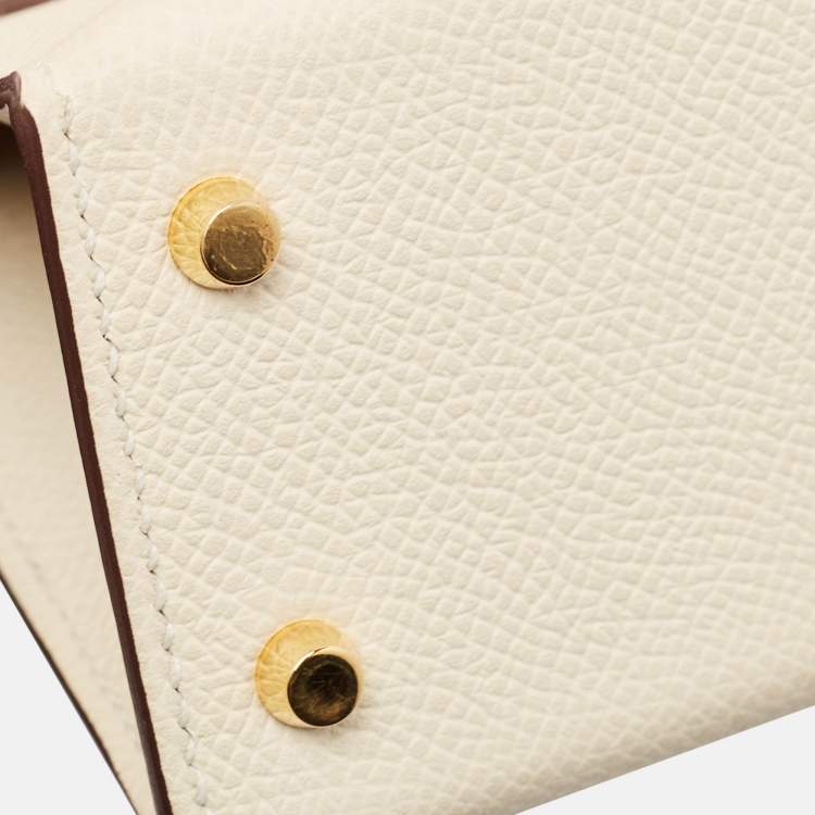 Pre Owned Hermes Nata Epsom Leather Gold Finish Mini Kelly II Sellier 20 Bag