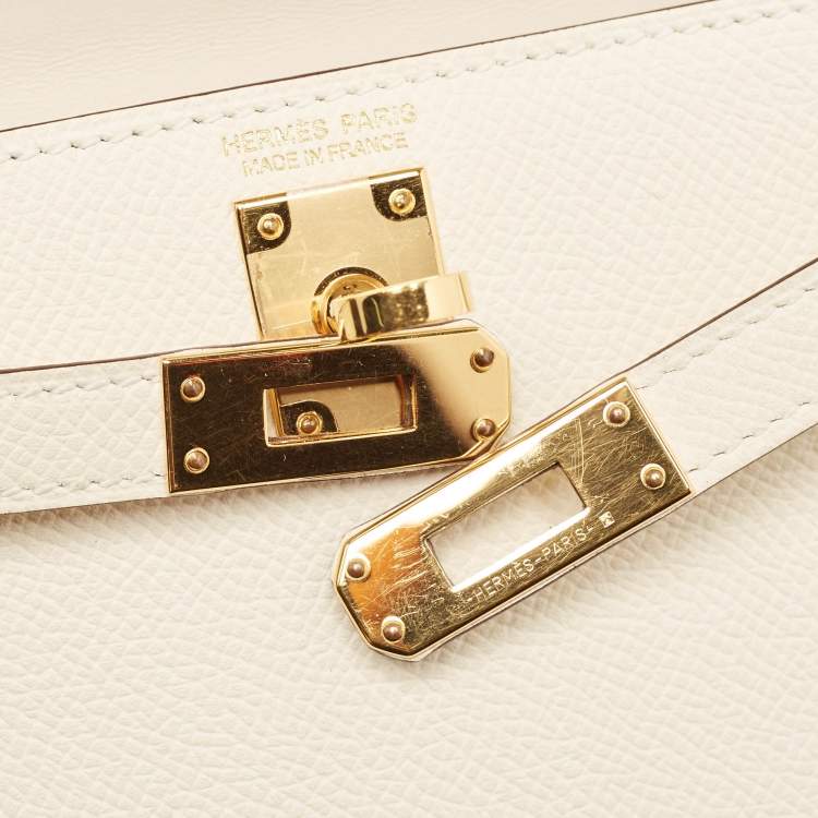 Pre Owned Hermes Nata Epsom Leather Gold Finish Mini Kelly II Sellier 20 Bag