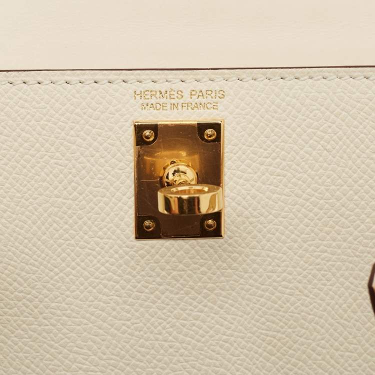 Pre Owned Hermes Nata Epsom Leather Gold Finish Mini Kelly II Sellier 20 Bag