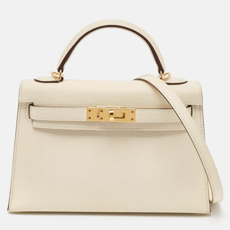 Pre Owned Hermes Nata Epsom Leather Gold Finish Mini Kelly II Sellier 20 Bag