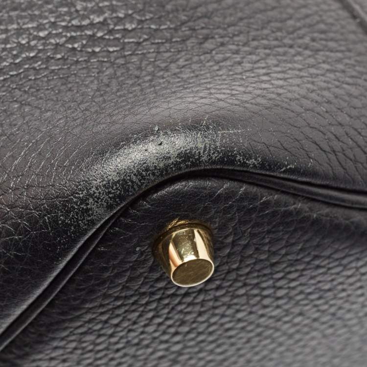 Pre Owned Hermes Noir Taurillon Clemence Leather Picotin Lock 18 Bag