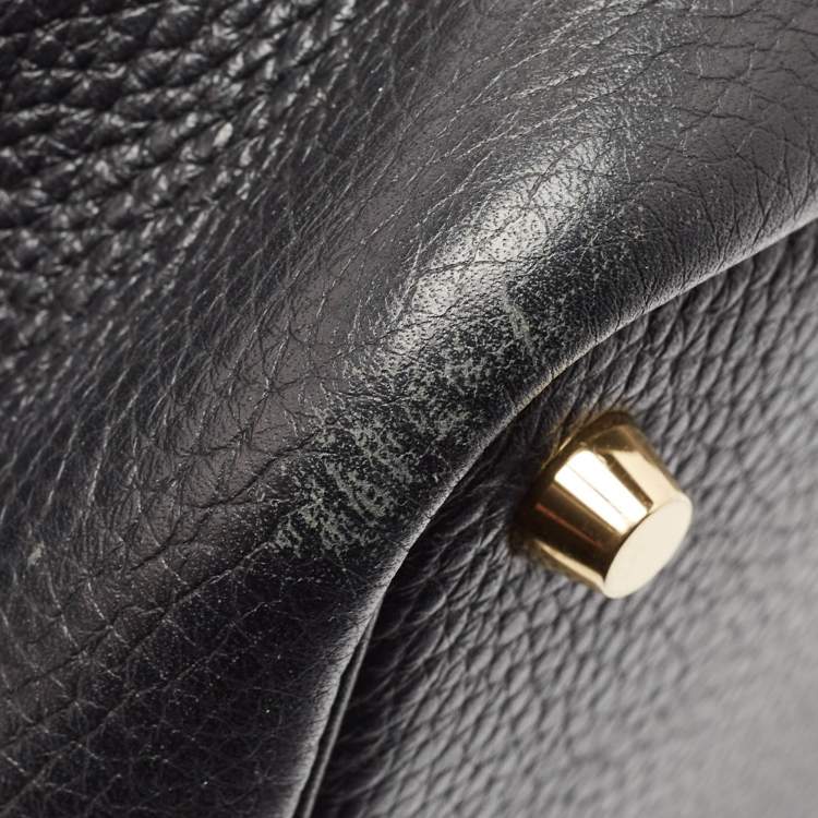 Pre Owned Hermes Noir Taurillon Clemence Leather Picotin Lock 18 Bag