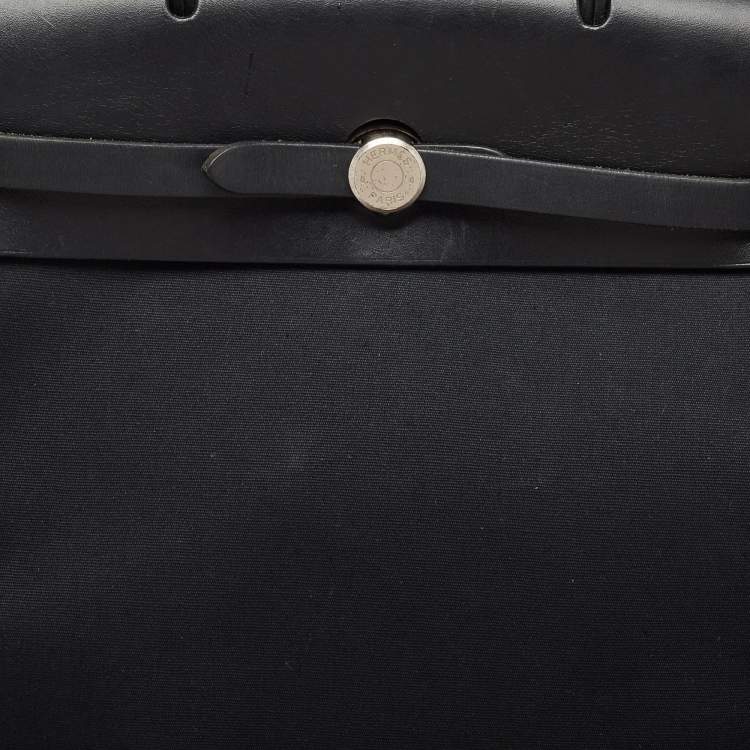 Pre Owned Hermes Noir Canvas and Leather Herbag PM 2-In-1 Backpack