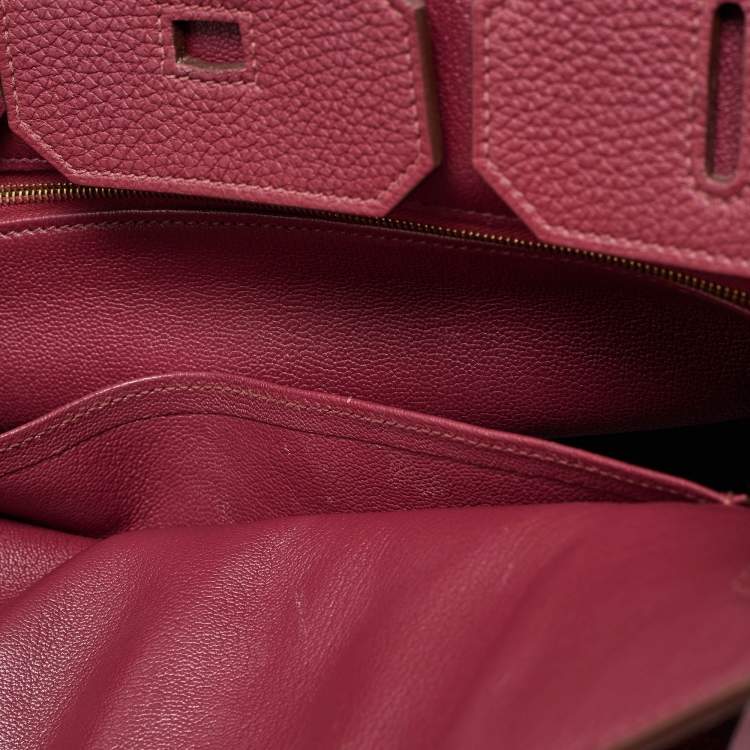 Pre Owned Hermes Tosca Togo Leather Gold Finished Birkin 35 Bag