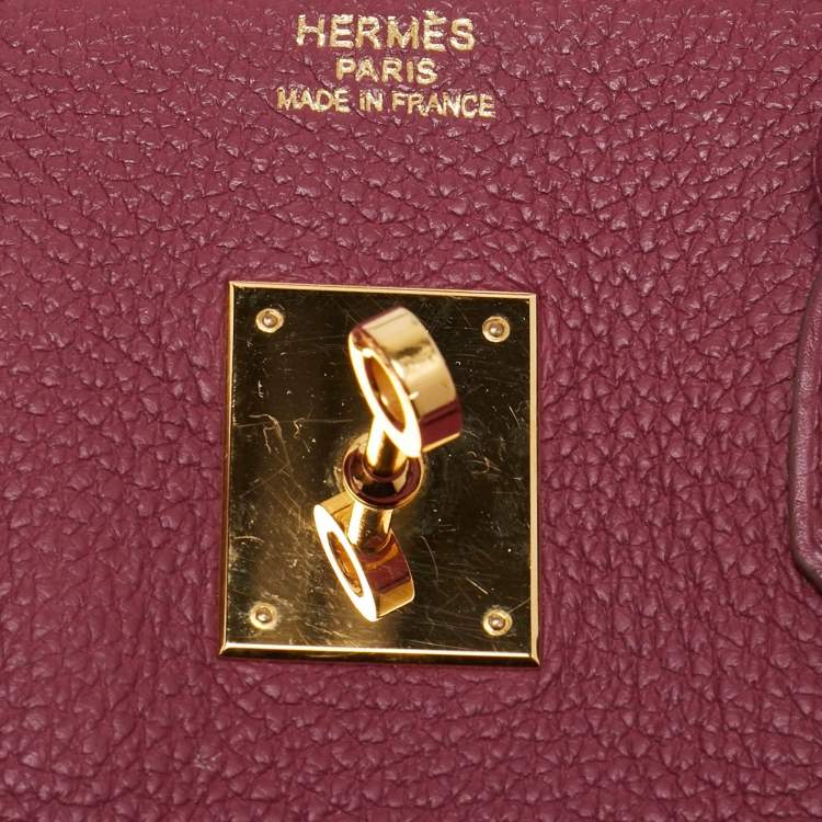 Pre Owned Hermes Tosca Togo Leather Gold Finished Birkin 35 Bag